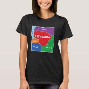 simplified Coloured Map of Lithuania, Neighbouring T-Shirt