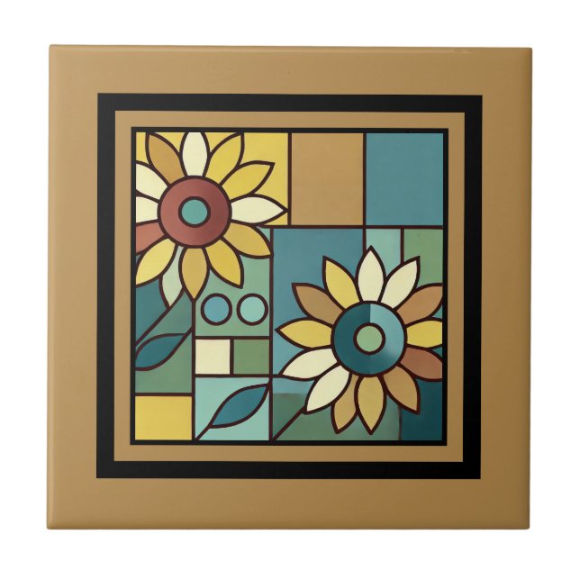 Simplified Sunflower Mosaic Tile (Front)