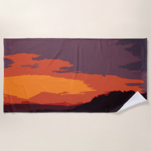 Simplified sunset beach towel