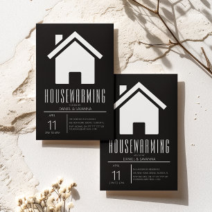 Simplistic Black & White Housewarming Party Invitation