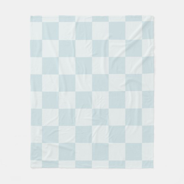 Simplistic Blue & Grey Chequered Pattern Fleece Blanket (Front)