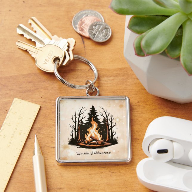 "Simplistic Campfire Art" Keychain (Desk)