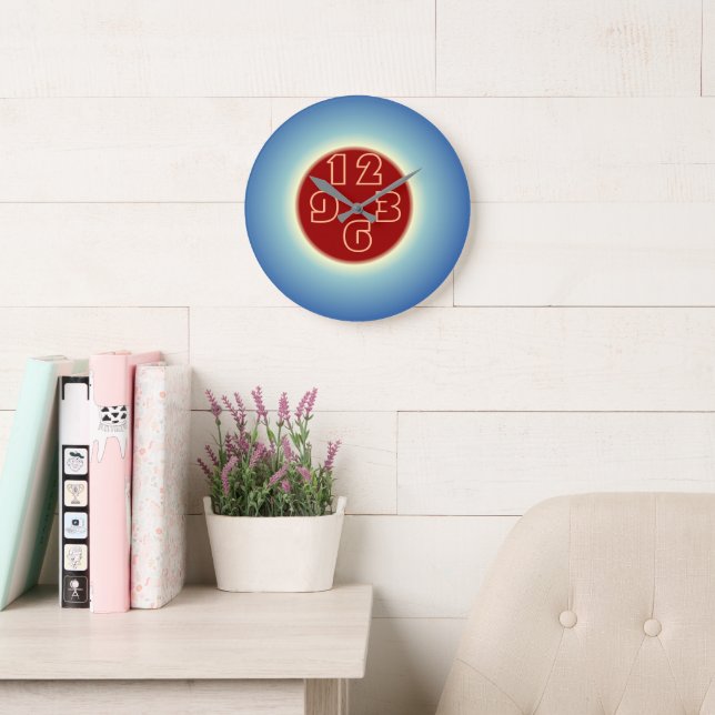 Simplistic Eye Catching Blue Red Wall Clock  (Reading Room)