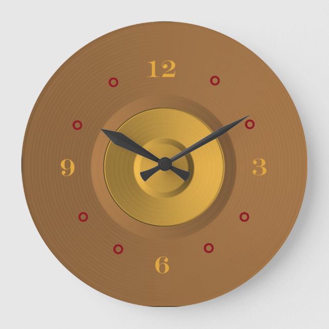 Simplistic Gold and Tan> Wall Clock (Front)