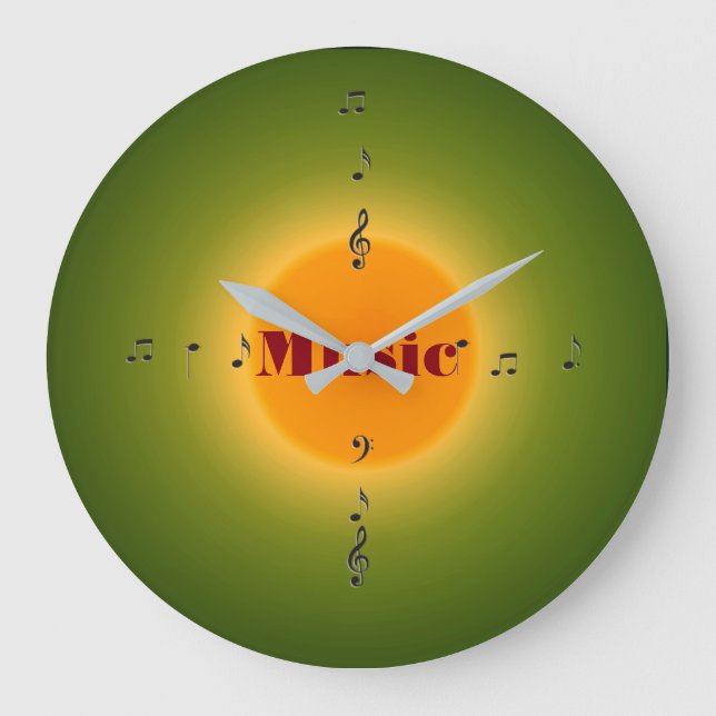 Simplistic Green /Yellow/Orange> Music Clock (Front)