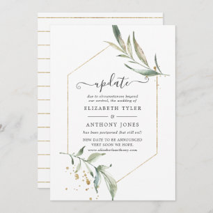 Simplistic Greenery Geometric Wedding Update Invitation