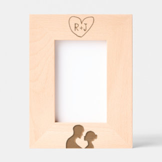 Simplistic Initials Carved Tree Sillhouette Etched Frames
