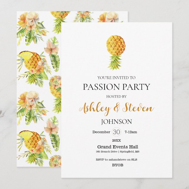 Simplistic Passion Party invitation (Front/Back)