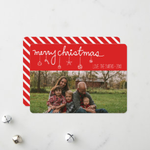 Simplistic Red White Stripe Merry Christmas Holiday Card