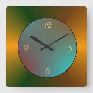 Simplistic Reflect Gold Blue/Green  Kitchen Clock