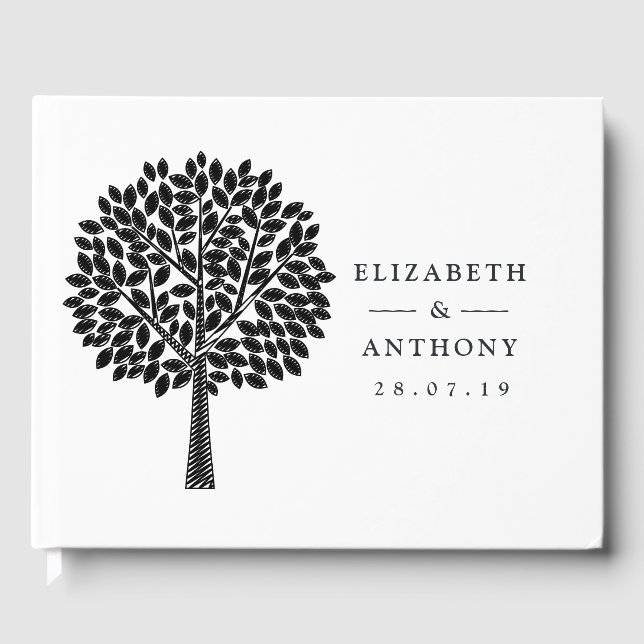 Simplistic Tree Illustration Wedding Guest Book (Front)