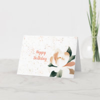 Simplistic Watercolor Peony Speckled Birthday
