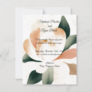 Simplistic Watercolor Peony Wedding Invitation