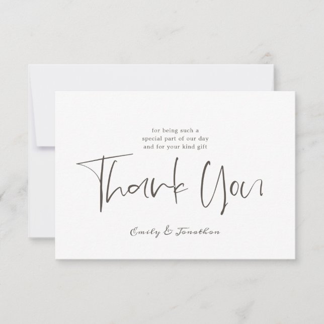 Simplistic Wedding Thank You Stylish Script Photo (Front)