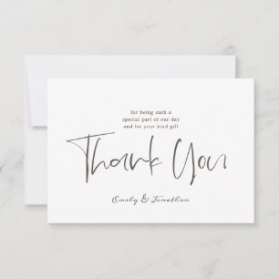Simplistic Wedding Thank You Stylish Script Photo Card
