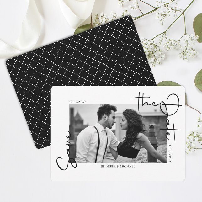 Simplistic White Black Photo Save The Date (Creator Uploaded)