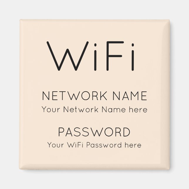 Simplistic WiFi Details Network Password Cream Magnet (Front)