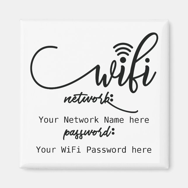 Simplistic WiFi Details Network Password Magnet (Front)