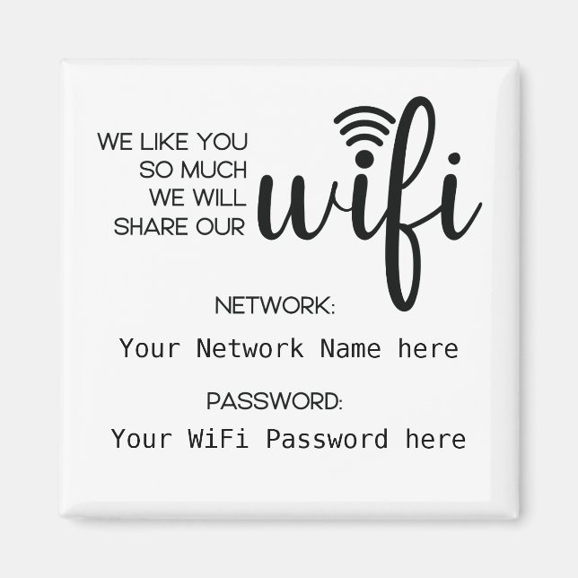 Simplistic WiFi Details Network Password Magnet (Front)