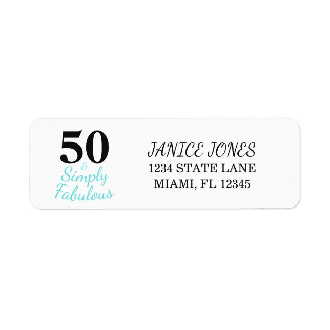 Simply 50 and Fabulous Return Address Label (Front)