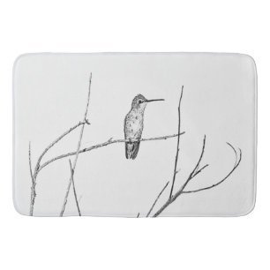 Simply a Hummingbird on a stick Bath Mat