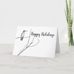 simply a Hummingbird on a stick, Happy Holidays Holiday Card