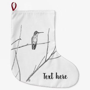 Simply a Hummingbird on a stick Large Christmas Stocking
