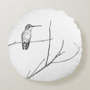 Simply a hummingbird on a stick round pillow