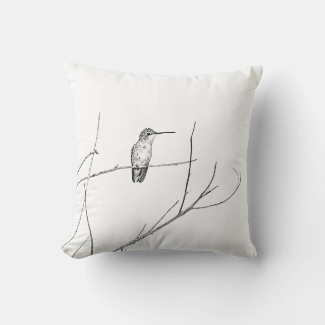 Simply a Hummingbird on a stick Throw Pillow (Front)