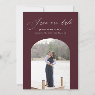 Simply Arched Save The Date Card wine