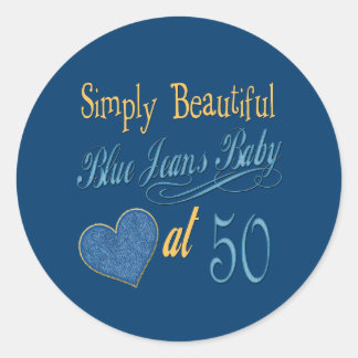 Simply Beautiful 50th Birthday Classic Round Sticker