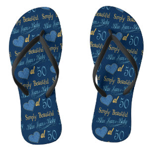 Simply Beautiful 50th Birthday Flip Flops