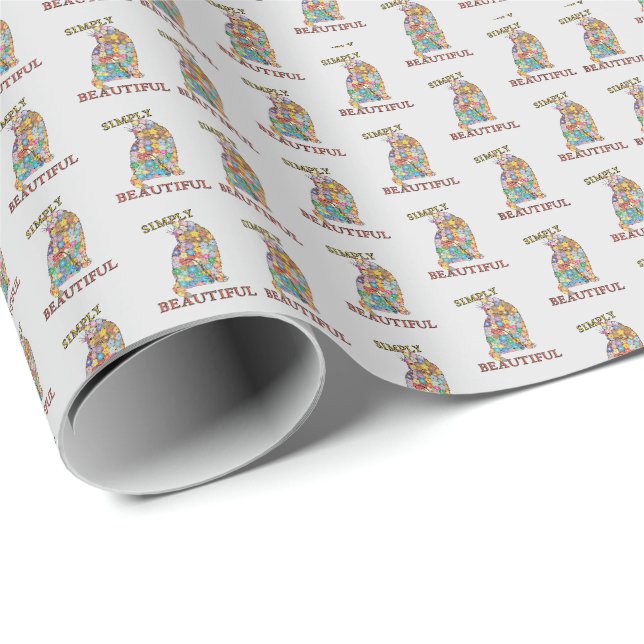 Simply Beautiful Colourful Flowers Cat Love  Wrapping Paper (Roll Corner)