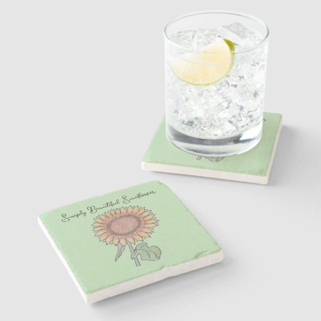 Simply Beautiful Sunflower  Stone Coaster (Side)