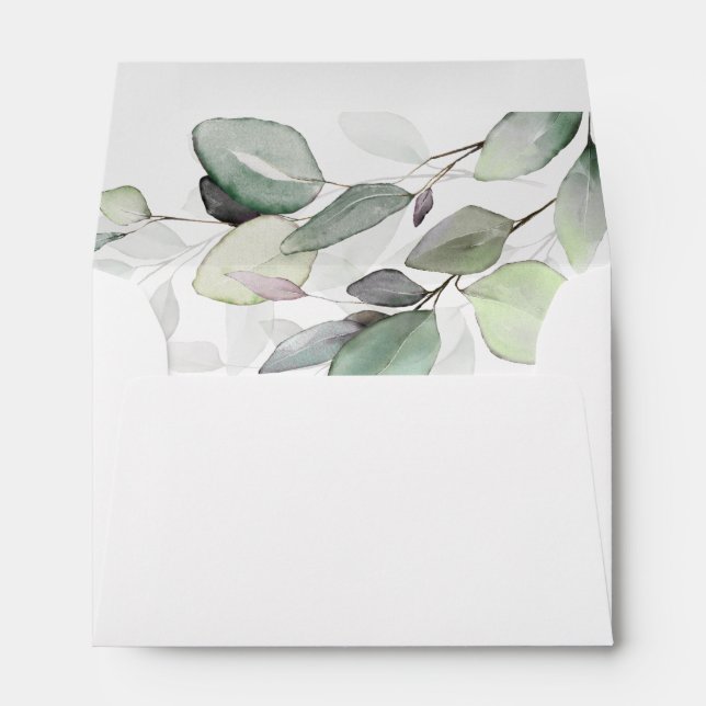 Simply Beautiful Watercolor Foliage RSVP Envelope (Back (Bottom))