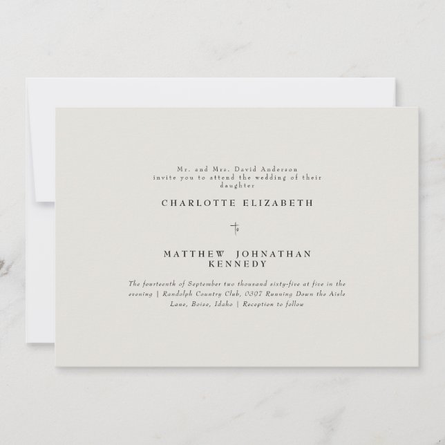 Simply Beige Bride Parents Wedding Invitation (Front)