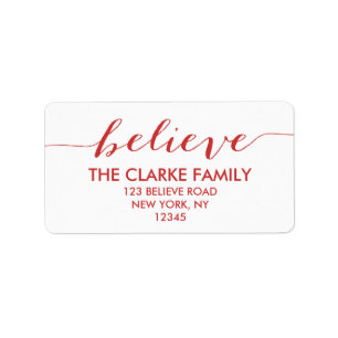 Simply Believe Red Holiday Greeting Label