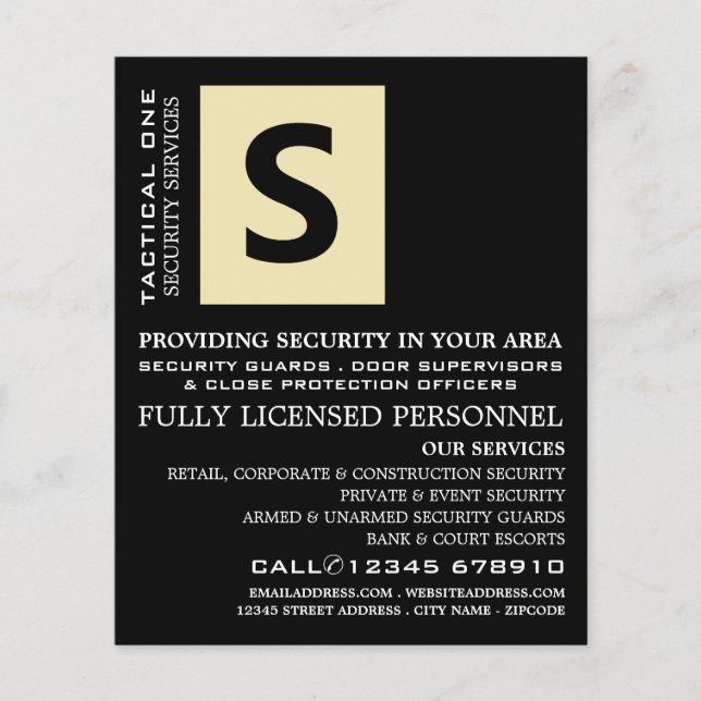 Simply Black, Security Personnel Advertising Flyer (Front)