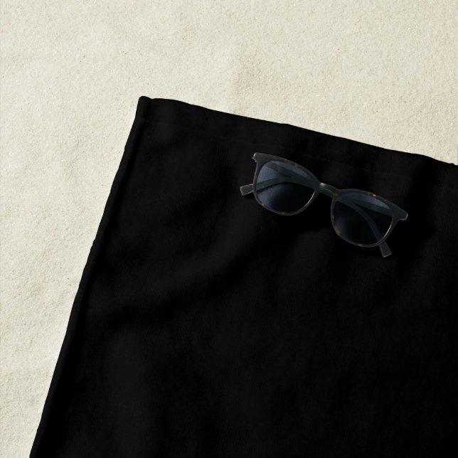 Simply Black Solid Colour Customize It Beach Towel (In Situ)