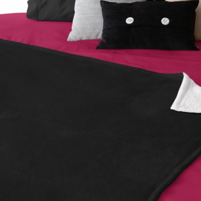 Simply Black Solid Colour Customize It Fleece Blanket (Creator Uploaded)