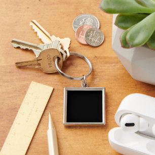 Simply Black Solid Colour Customize It Keychain