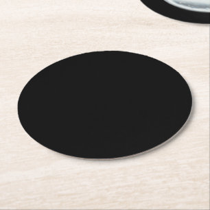 Simply Black Solid Colour Customize It Round Paper Coaster