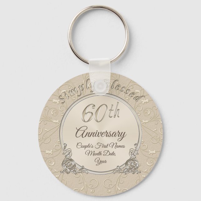Simply Blessed 60th Anniversary Party Favours Keychain (Front)