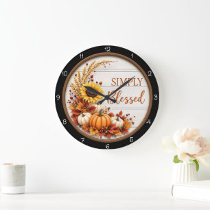Simply Blessed Autumn Large Clock