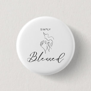 Simply Blessed Minimalist Christian Line Drawing 1 Inch Round Button