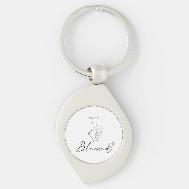 Simply Blessed Minimalist Christian Line Drawing Keychain (Front)
