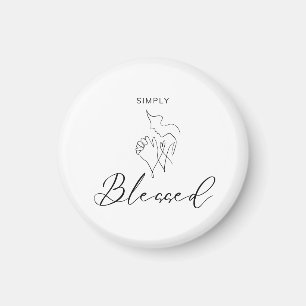 Simply Blessed Minimalist Christian Line Drawing Magnet