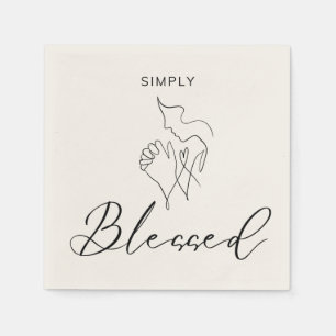 Simply Blessed Minimalist Christian Line Drawing Napkin
