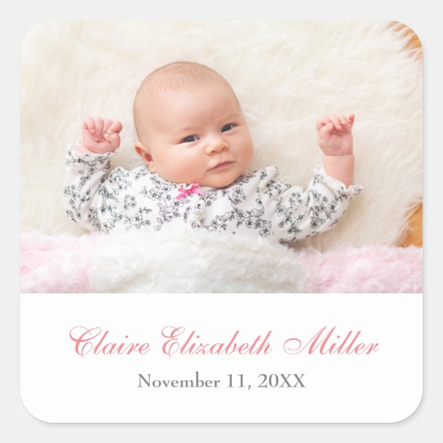 Simply Blessed Photo Name Date - Square Sticker (Front)