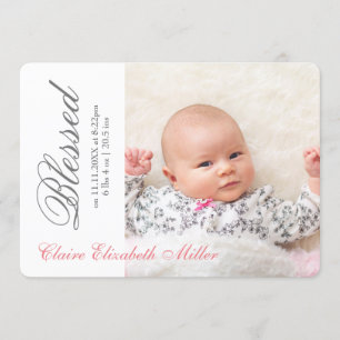 Simply Blessed Pink - Birth Announcement